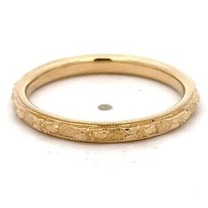 rare antique 18k Orange Blossom engraved solid gold ring band Traub vintage